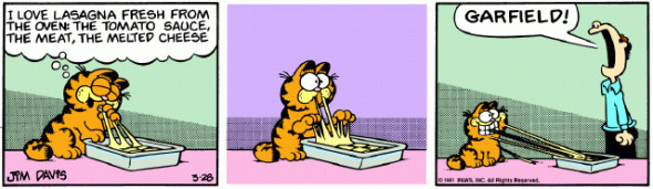 T - Pratos - Massas - Lasanha - Garfield 03, by Jim Davis, Copyright Paws Inc.